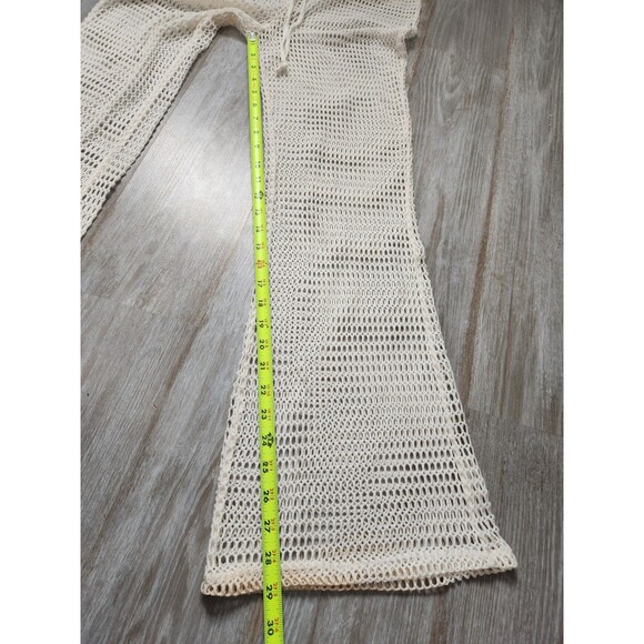 Shade & Shore Swim Cover-up Up Crochet Pants Flare Leg Drawstring Cream Sz S - Picture 11 of 12